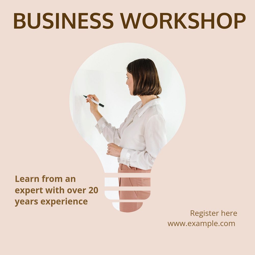 Business workshop Instagram post template, editable design