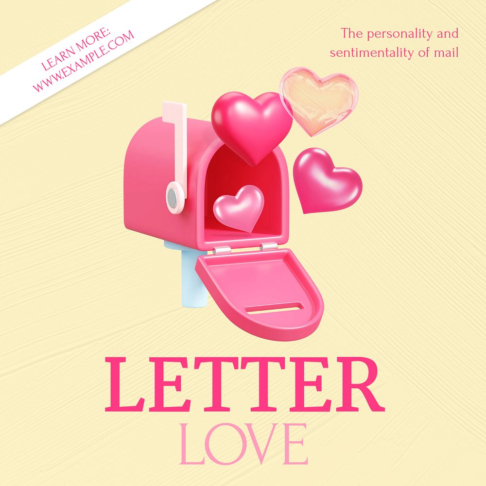 Letter love Instagram post template, editable text