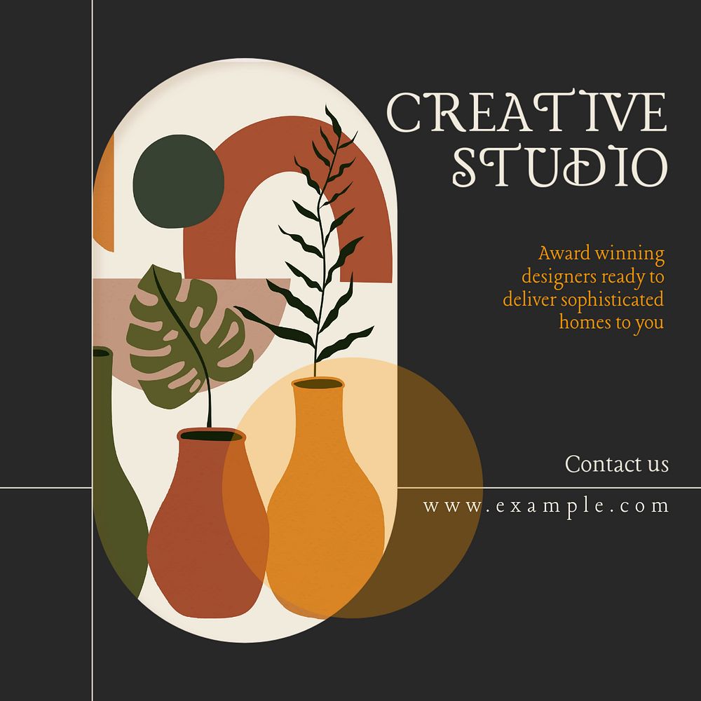 Creative studio post template, editable text for social media