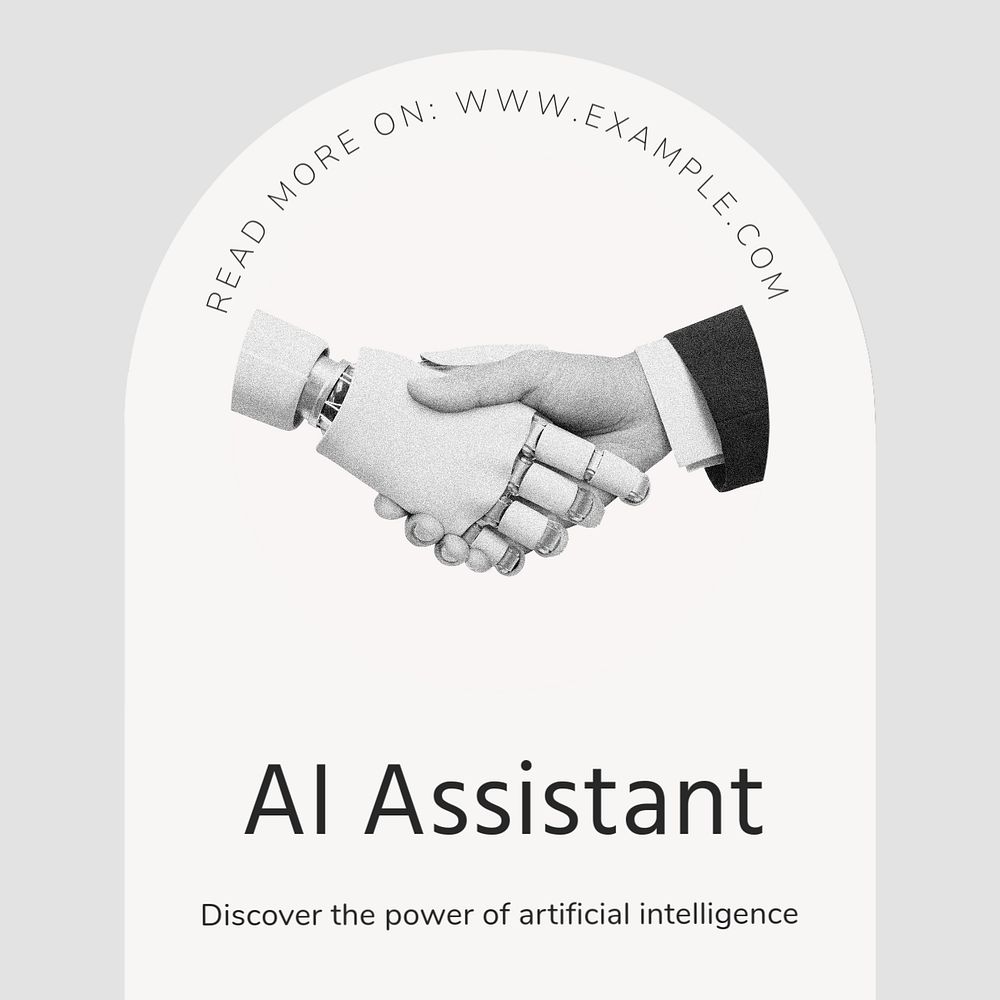 AI assistant post template, editable text for social media