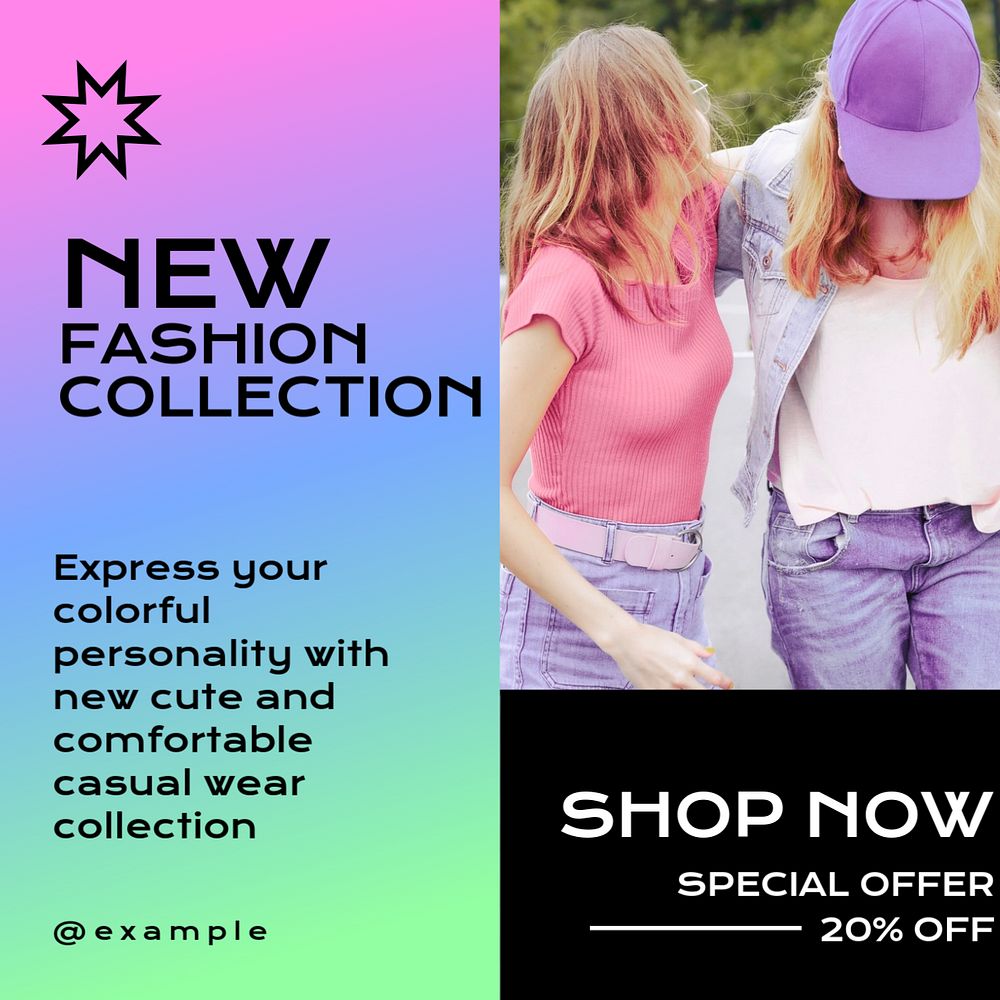 New fashion collection post template, editable text for social media