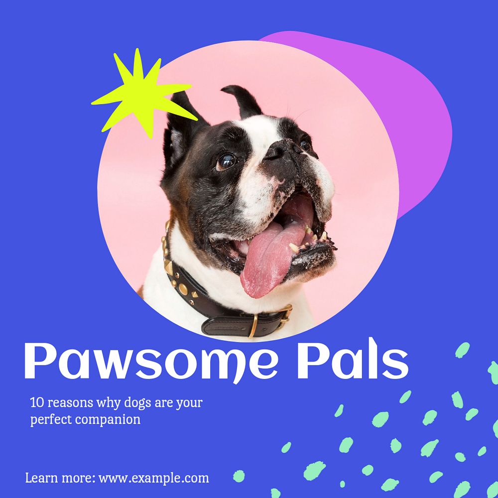 Pawsome pals post template, editable text for social media