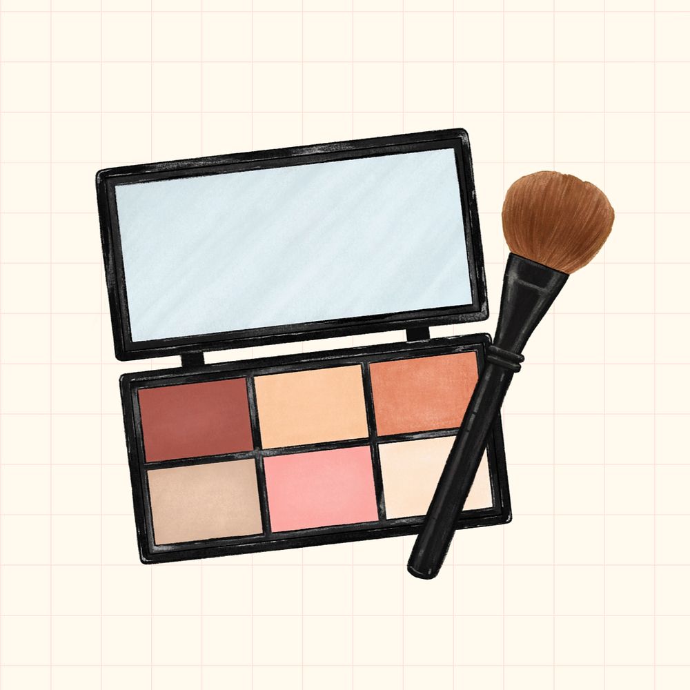 Makeup palette, cosmetic illustration, editable design