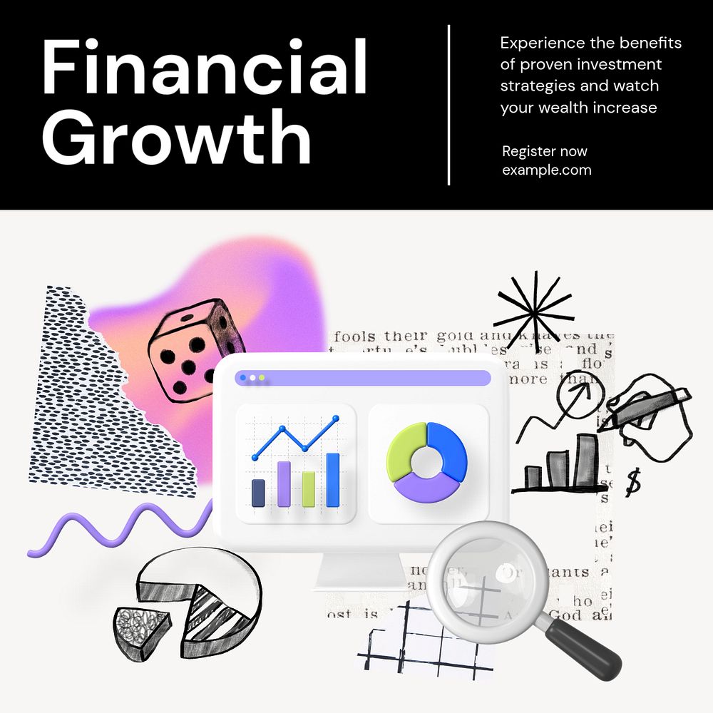 Financial growth Instagram post template, editable design