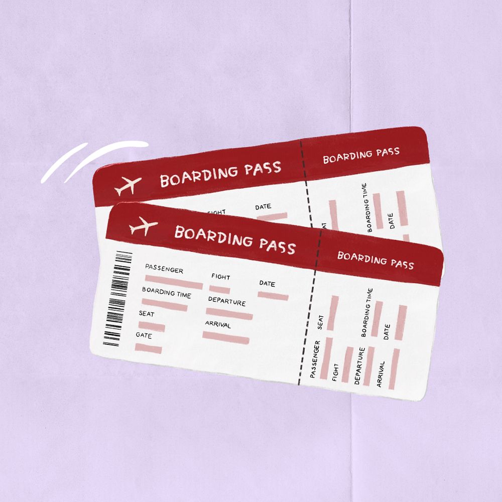 Boarding pass, traveling illustration, editable design