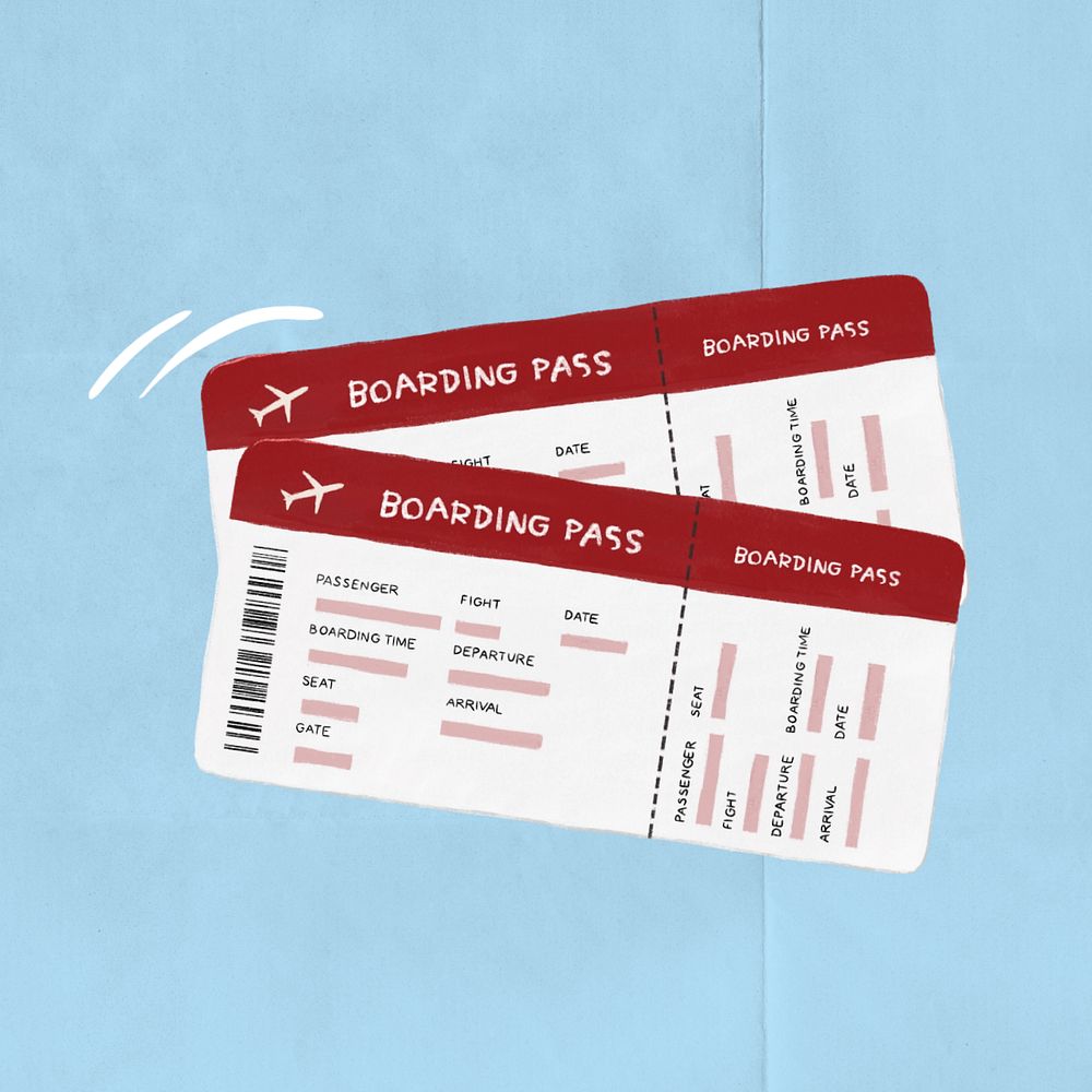 Boarding pass, traveling illustration, editable design