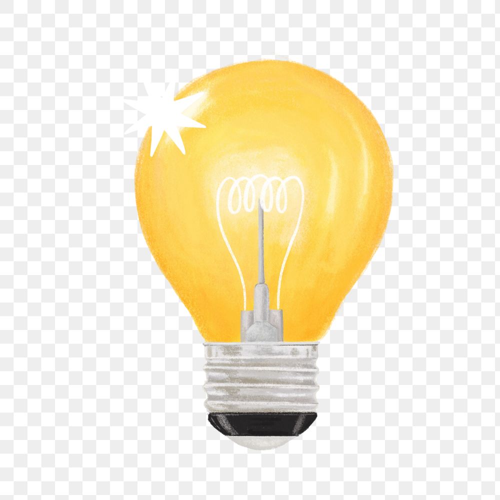 Png yellow light bulb sticker, editable design