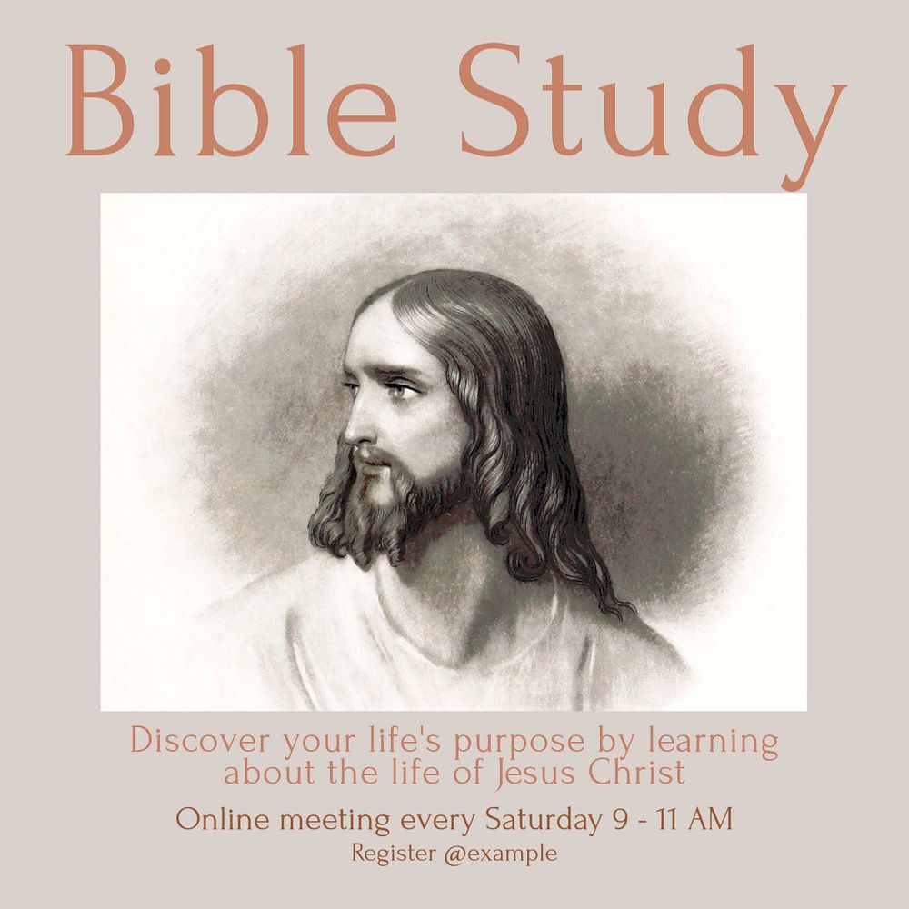 Bible study Instagram post template, editable text