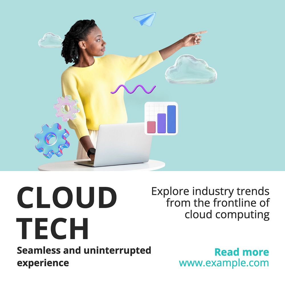 Cloud tech Instagram post template, editable text