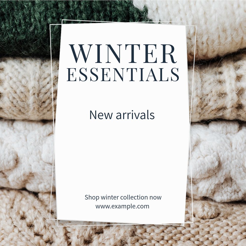 Winter essentials Instagram post template, editable text