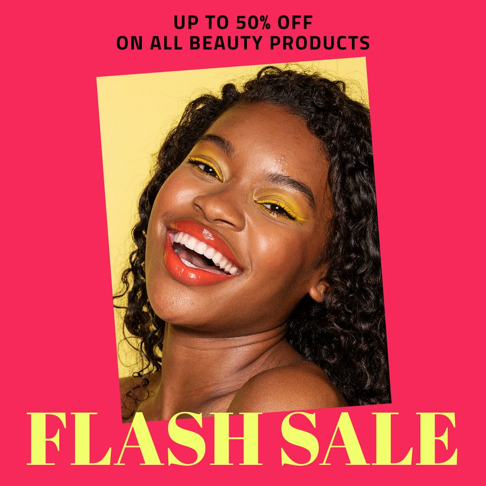 Flash sale Instagram post template, editable text