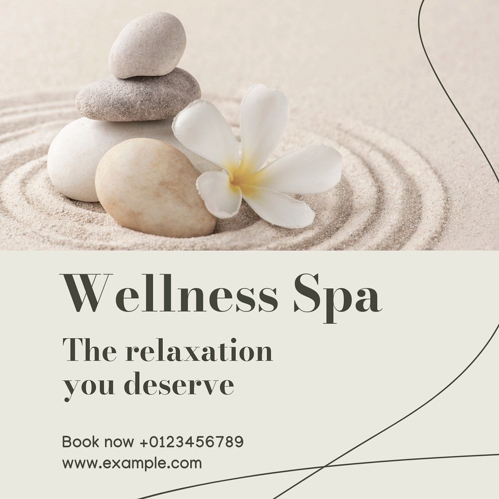 Wellness spa  Instagram post template, editable text