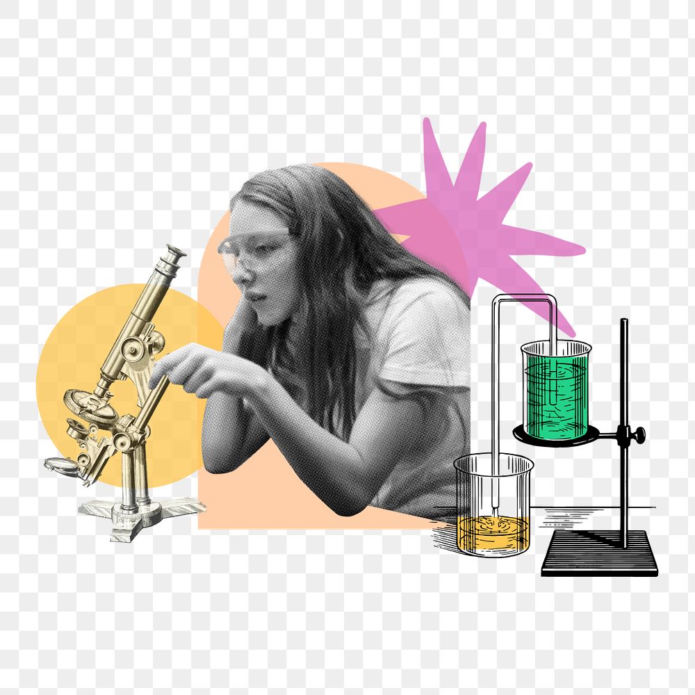 Editable teen scientist png element, education collage remix