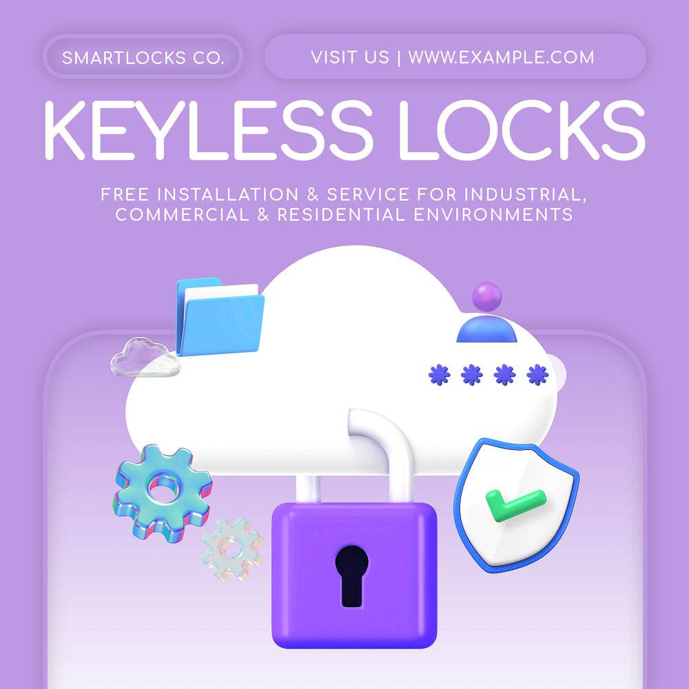 Keyless locks Instagram post template, editable text