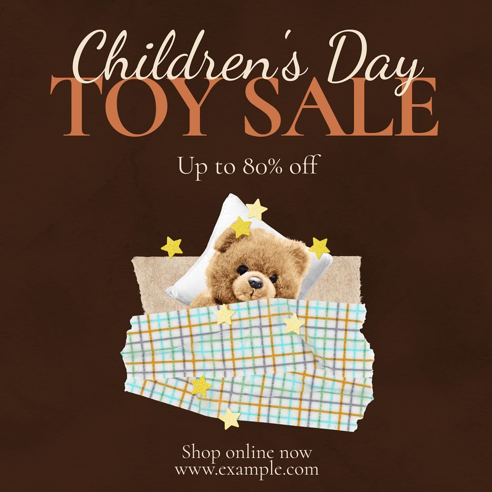 Children's day toy sale Instagram post template, editable text