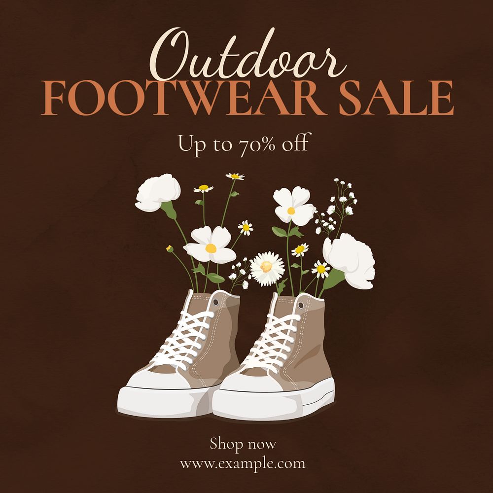 Outdoor footwear sale Instagram post template, editable text