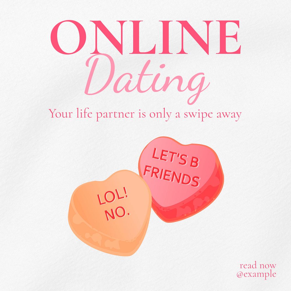 Online dating Instagram post template, editable text