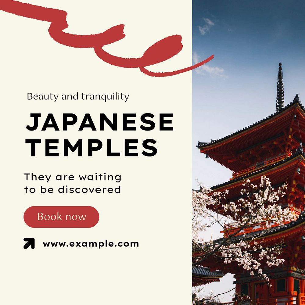 Japanese temples Instagram post template, editable design