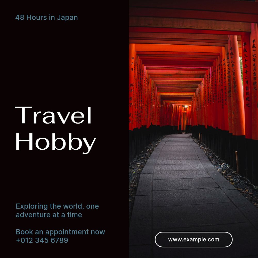 Travel hobby Facebook post template, editable design