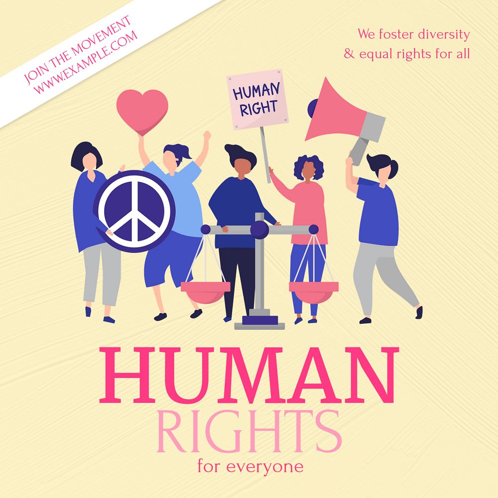 Human rights Instagram post template, editable text