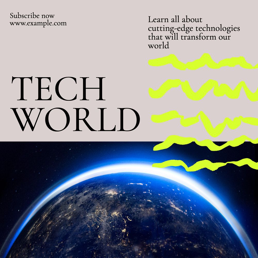 Tech world Instagram post template, editable text