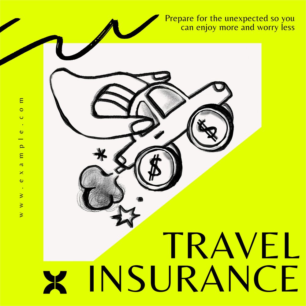 Travel insurance Instagram post template, editable design