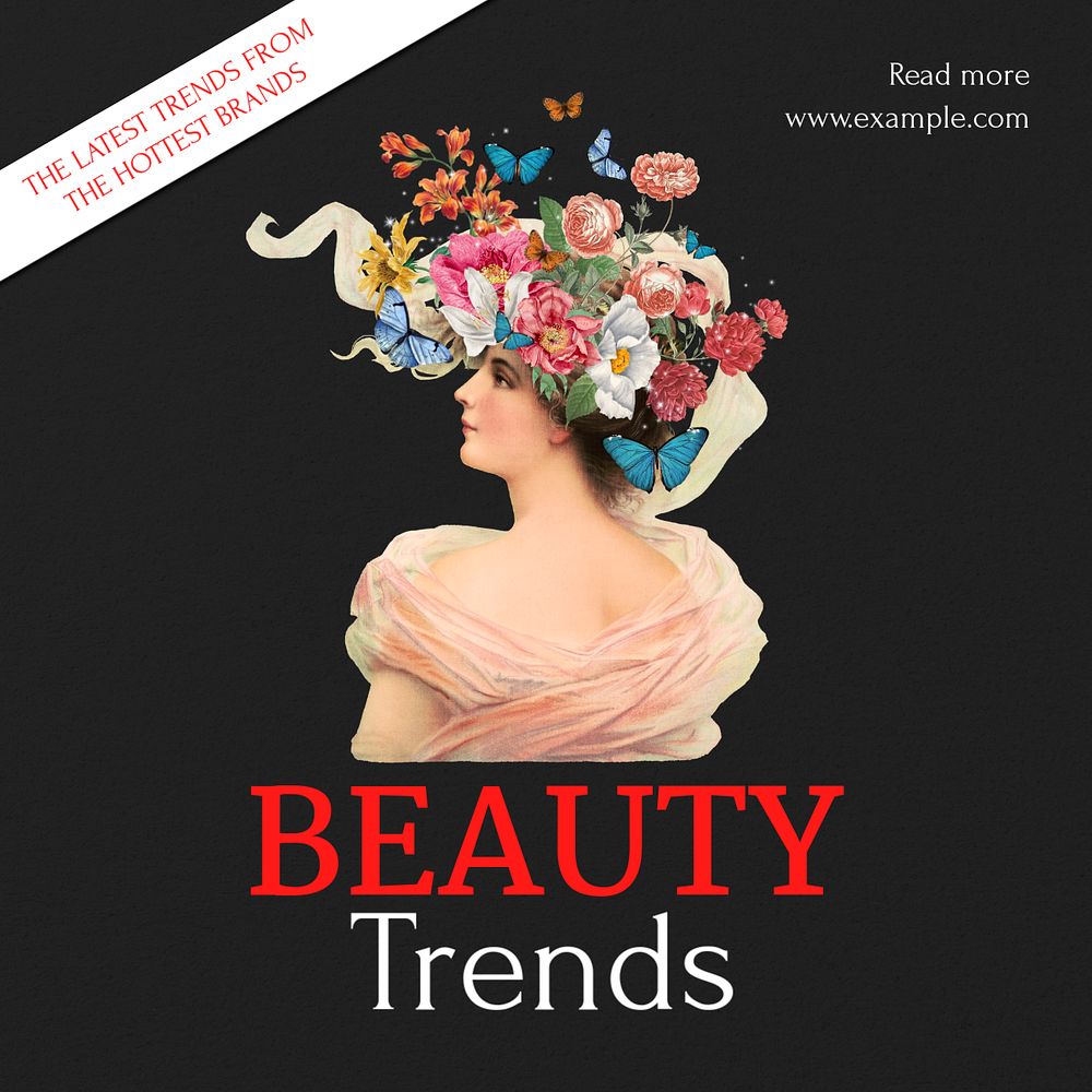 Beauty trends Instagram post template, editable text