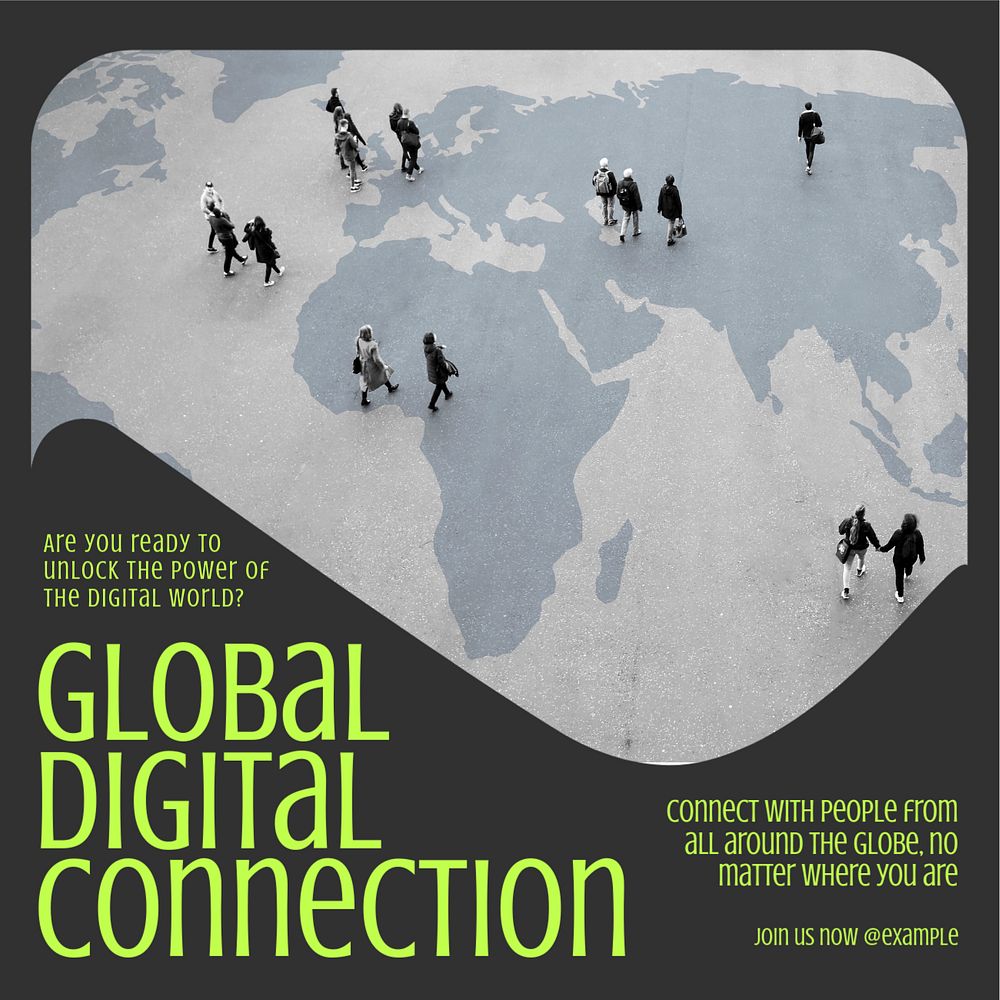 Global digital connection Instagram post template, editable design