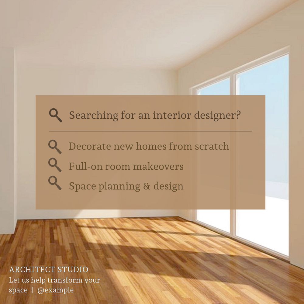 Interior design search Instagram post template, editable design