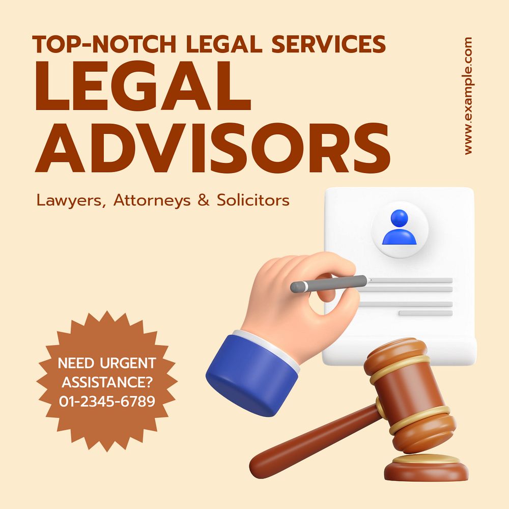 Legal advisors Instagram post template, editable text