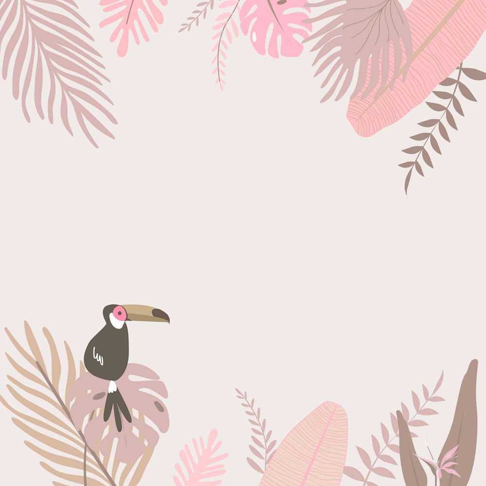 Pastel tropical summer bird background, editable beige design