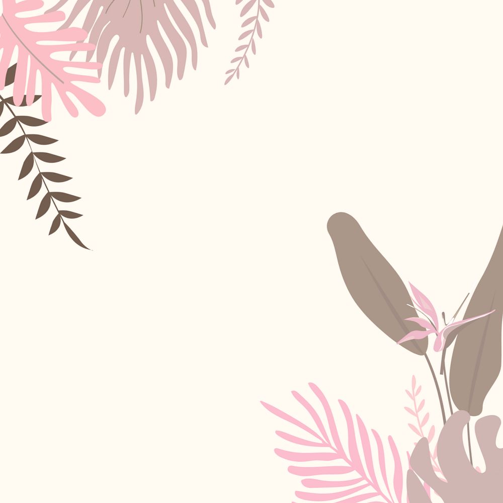 Pastel tropical leaf border background, editable beige design