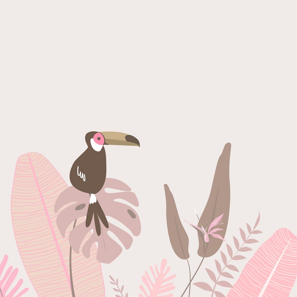 Pastel tropical summer bird background, editable beige design