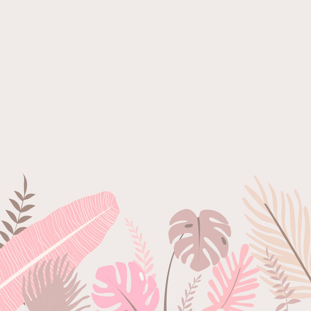 Pastel tropical leaf border background, editable beige design