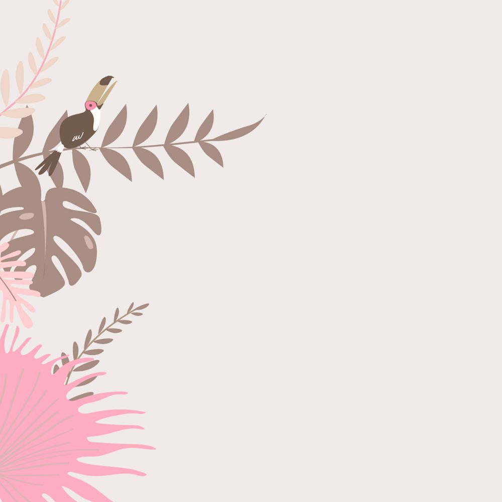 Pastel tropical toucan bird background, editable beige design