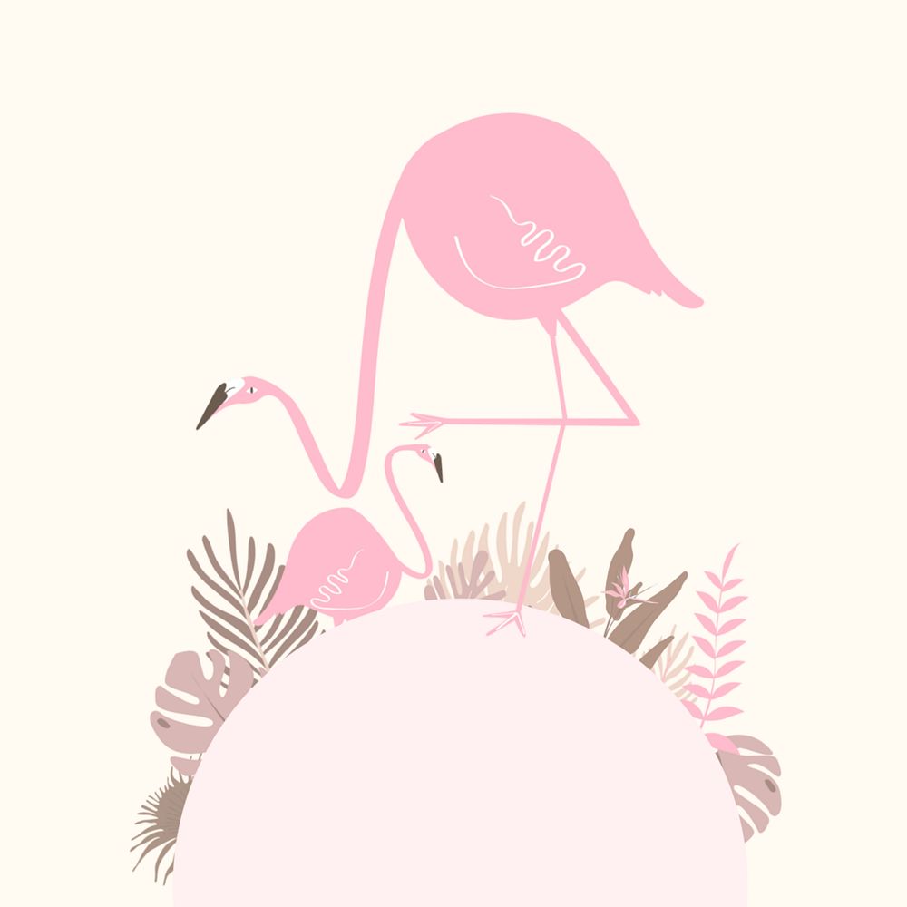 Pastel tropical flamingo bird background, editable beige design