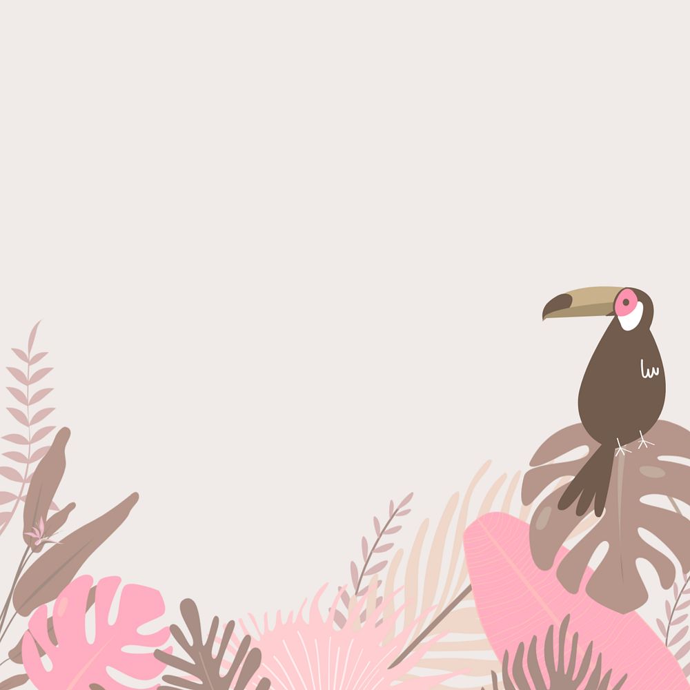 Pastel tropical toucan bird background, editable beige design