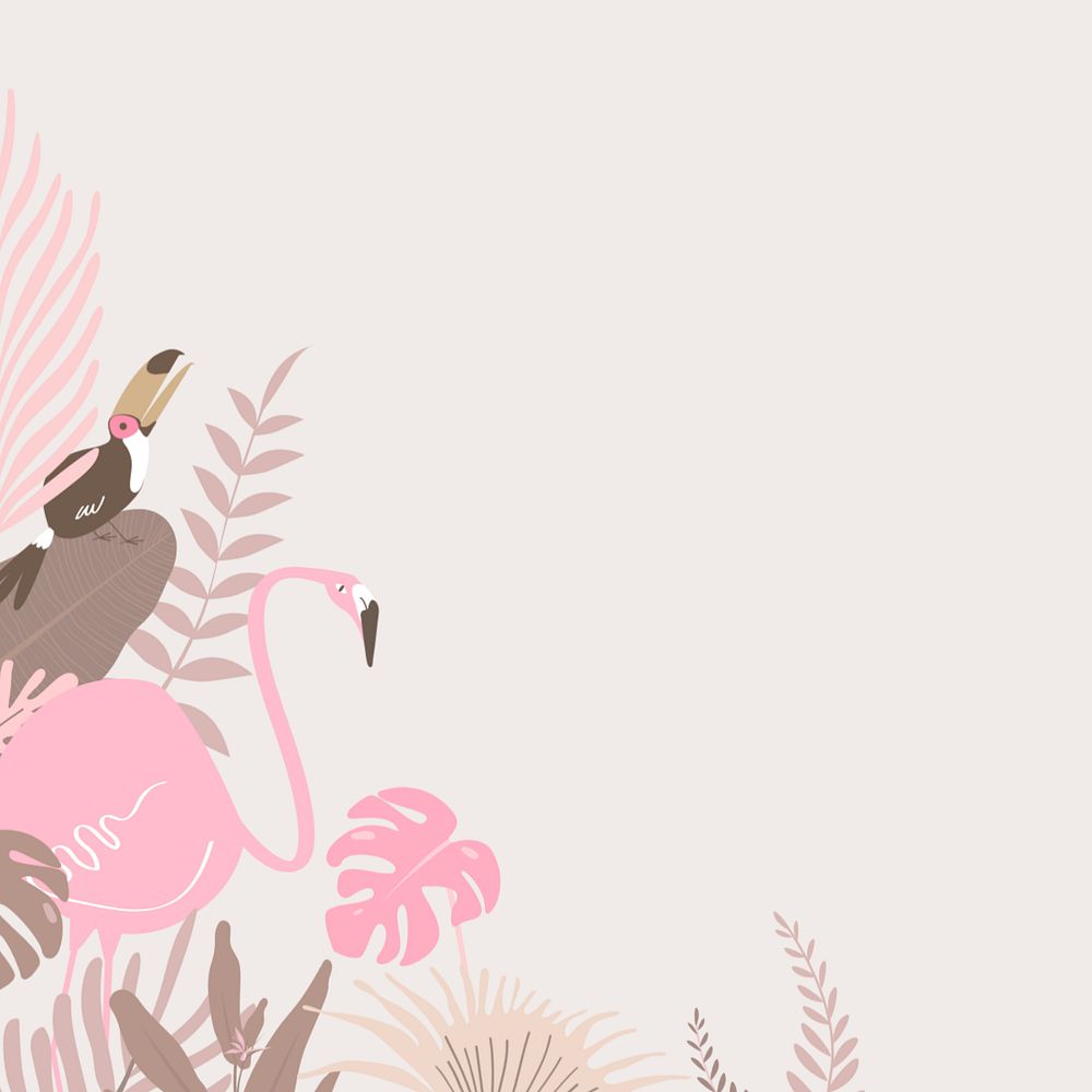 Pastel tropical summer bird background, editable beige design