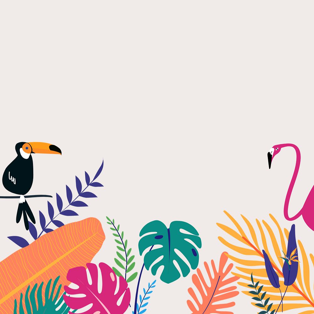 Colorful summer bird tropical background, editable beige design