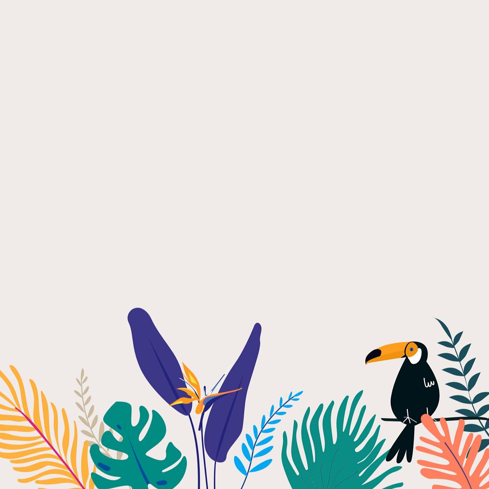 Colorful summer toucan bird background, editable beige design