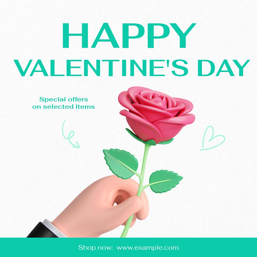 Valentine's day sale Instagram post template, editable text