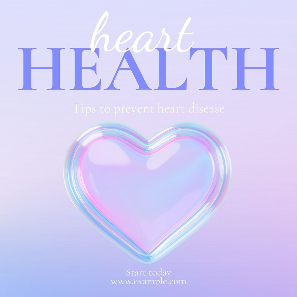 Heart Health Instagram post template, editable text