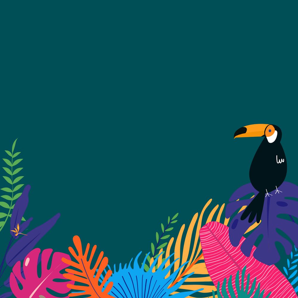 Colorful tropical toucan bird background, editable green design