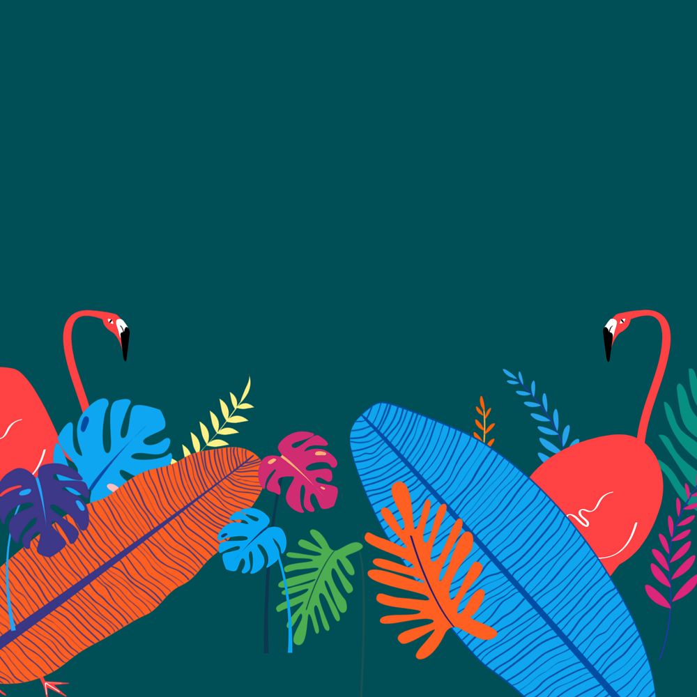 Tropical summer flamingo border background, editable green design