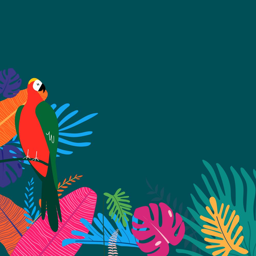 Colorful tropical parrot bird background, editable green design