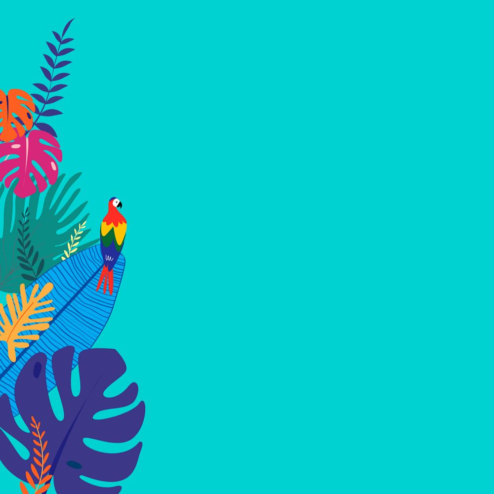 Colorful tropical parrot bird background, editable blue design