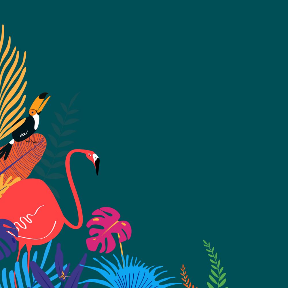 Colorful tropical bird jungle background, editable green design