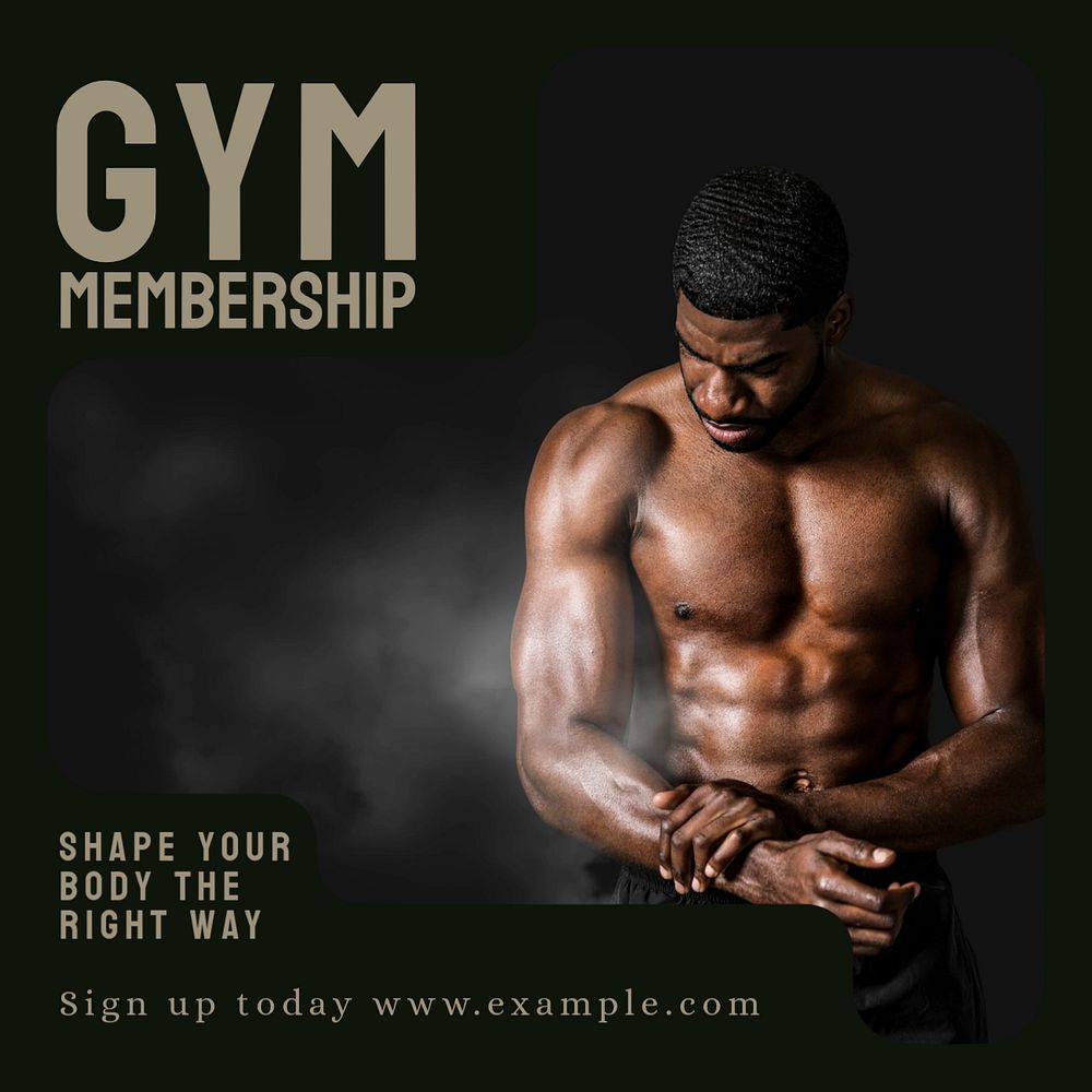 Gym membership Instagram post template, editable design