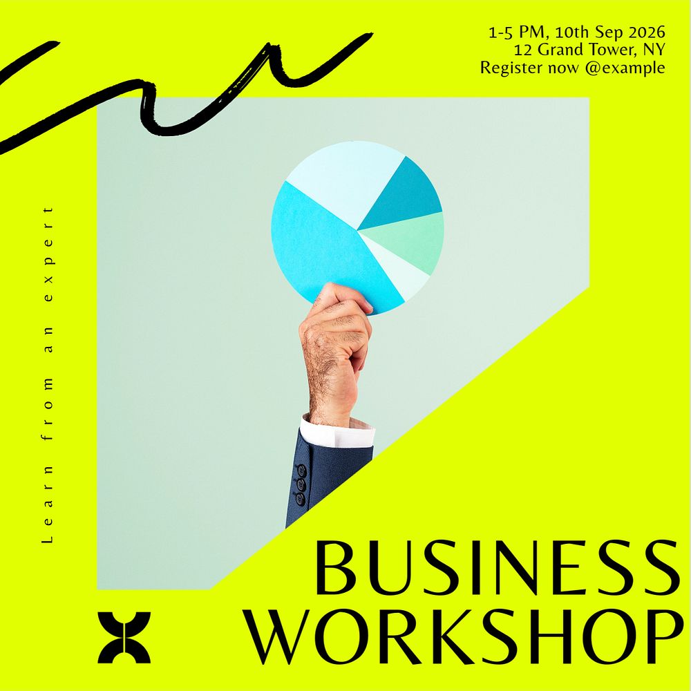 Business workshop Instagram post template, editable design