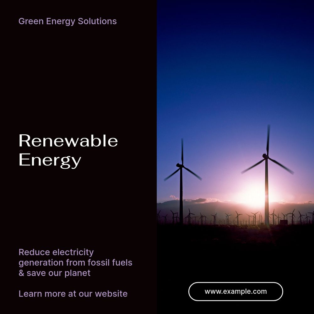 Renewable Facebook post template, editable design